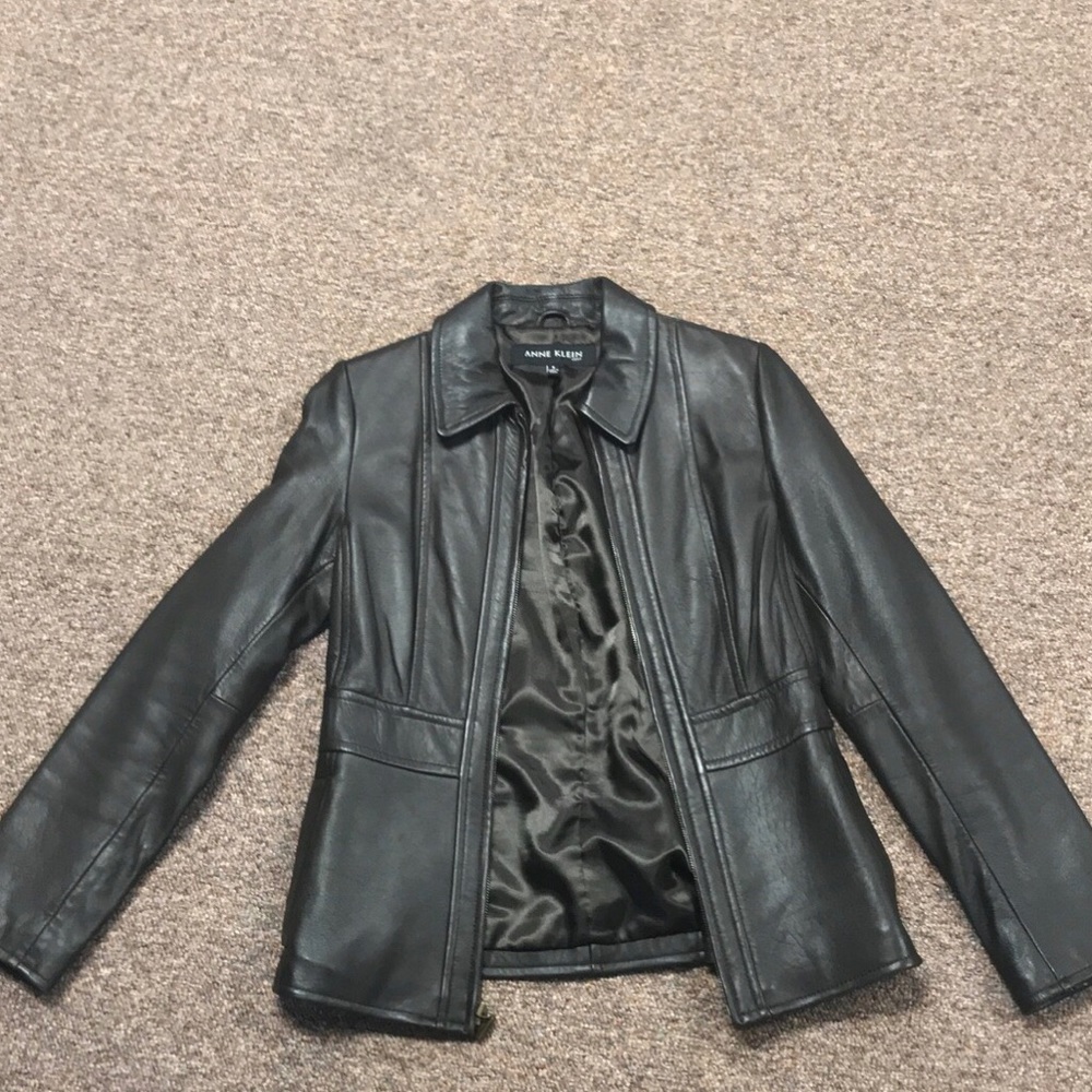 Brown leather jacket, Anne Klein size Small